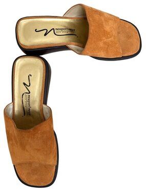 Newport News Womens Suede Slip-On Mules Orange Size 8